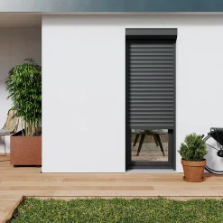 Volet roulant aluminium anthracite - ouverture motorisée - - l.120 x H.225 cm-Fortia Sale