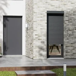 Volet roulant aluminium anthracite - ouverture motorisée - - l.120 x H.225 cm-Fortia Sale