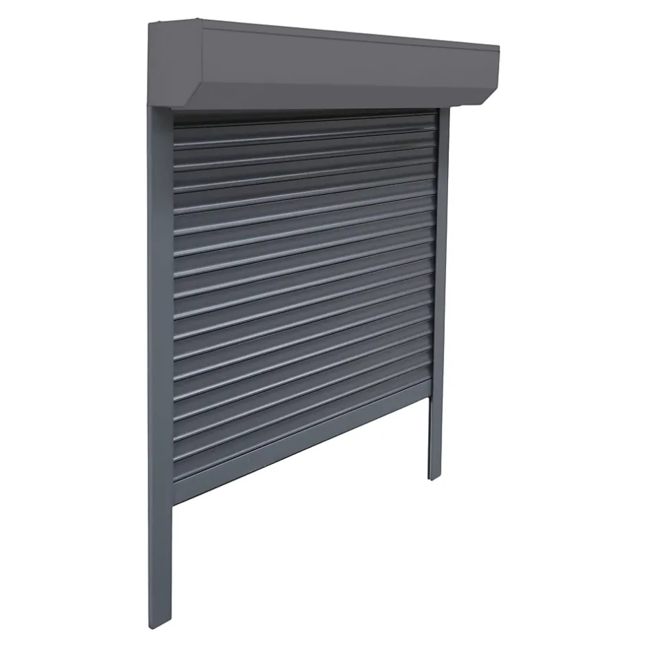 Volet roulant aluminium anthracite - ouverture motorisée - - l.120 x H.225 cm-Fortia Sale