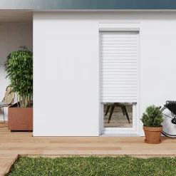 Volet roulant aluminium blanc - ouverture motorisée - - l.120 x H.215 cm-Fortia Sale