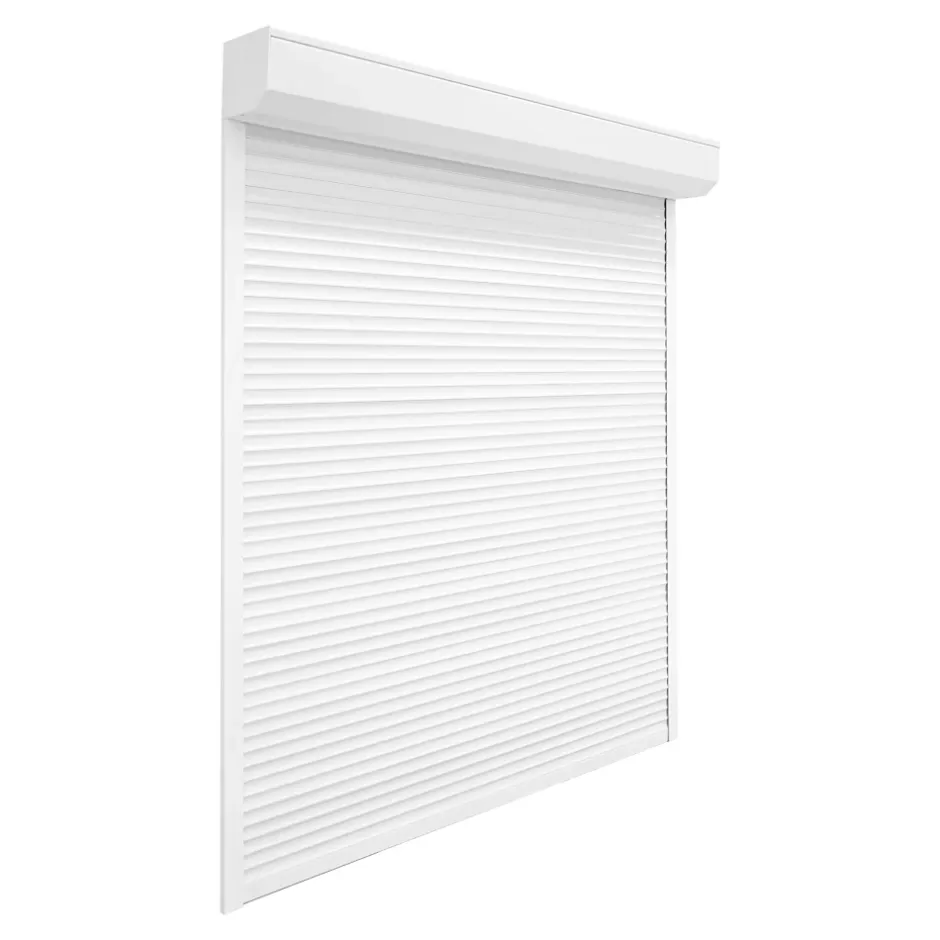Volet roulant aluminium blanc - ouverture motorisée - - l.180 x H.215 cm-Fortia Outlet