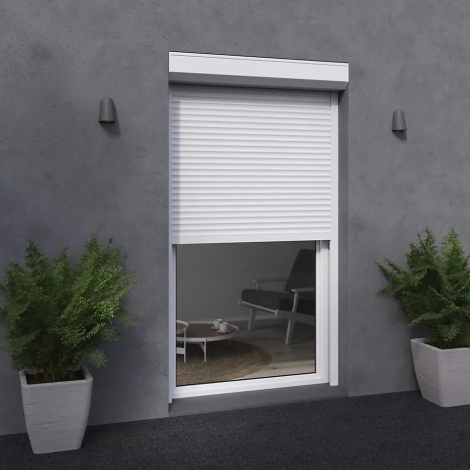 France Combi Volet roulant électrique en aluminium L. 120 x H. 215 cm blanc