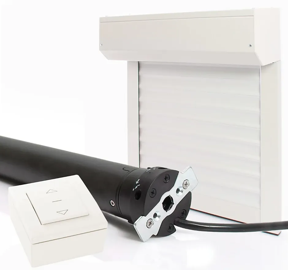 Volet Roulant Électrique Filaire - Alu Blanc - L120 x H140 cm - Motorise avec commande murale - Recoupable-Avosdim Discount