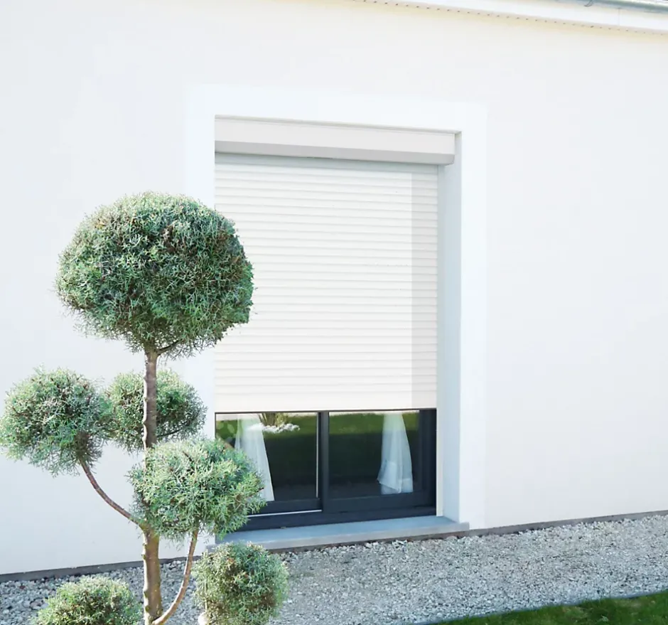 Volet Roulant Électrique Filaire - Alu Blanc - L120 x H140 cm - Motorise avec commande murale - Recoupable-Avosdim Discount