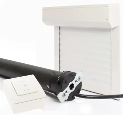 Avosdim Volet Roulant Électrique Filaire - Alu Blanc - L80 x H100 cm - Motorise avec commande murale - Recoupable