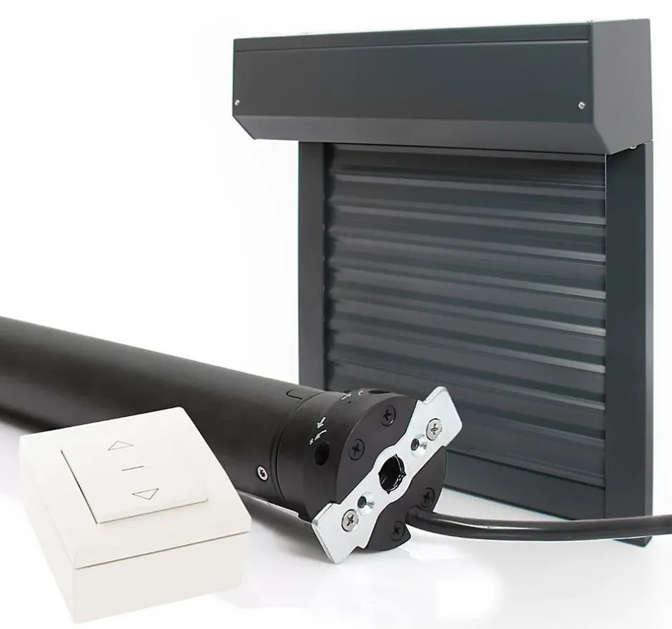 Volet Roulant Électrique Filaire - Alu Gris Anthracite - L180 x H215 cm - Motorise - Recoupable-Avosdim New