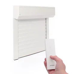 Volet Roulant Électrique Radio - Alu Blanc - L120 x H140 cm - Motorise avec telecommande incluse - Recoupable-Avosdim Outlet