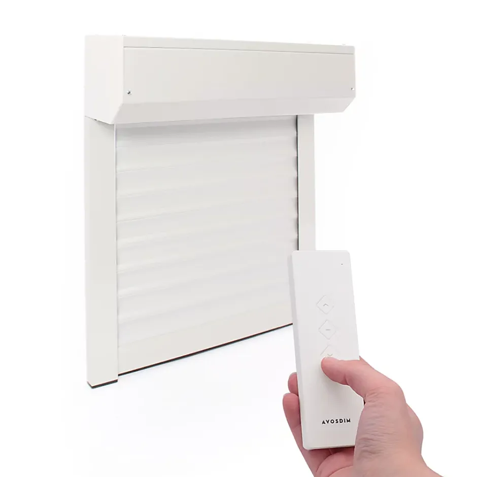Avosdim Volet Roulant Électrique Radio - Alu Blanc - L240 x H215 cm - Motorise avec telecommande incluse - Recoupable