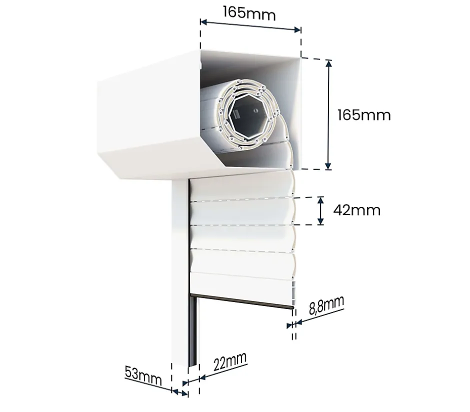 Avosdim Volet Roulant Électrique Radio - Alu Blanc - L240 x H215 cm - Motorise avec telecommande incluse - Recoupable