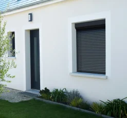 Avosdim Volet Roulant Manuel à Sangle - Alu Gris Anthracite - L120 x H120 cm - Manoeuvre manuelle - Recoupable