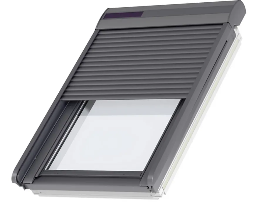 Velux Volet roulant rigide pour fenêtre de toit, gris anthracite, à énergie solaire, l.114 x H.118 cm, SSL SK06 0000S