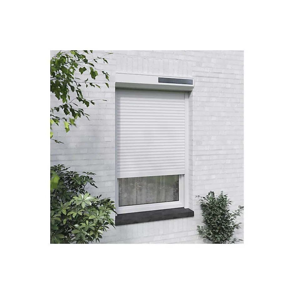 Volet-Moustiquaire Volet roulant solaire alu H 150 cm x L 150 cm blanc