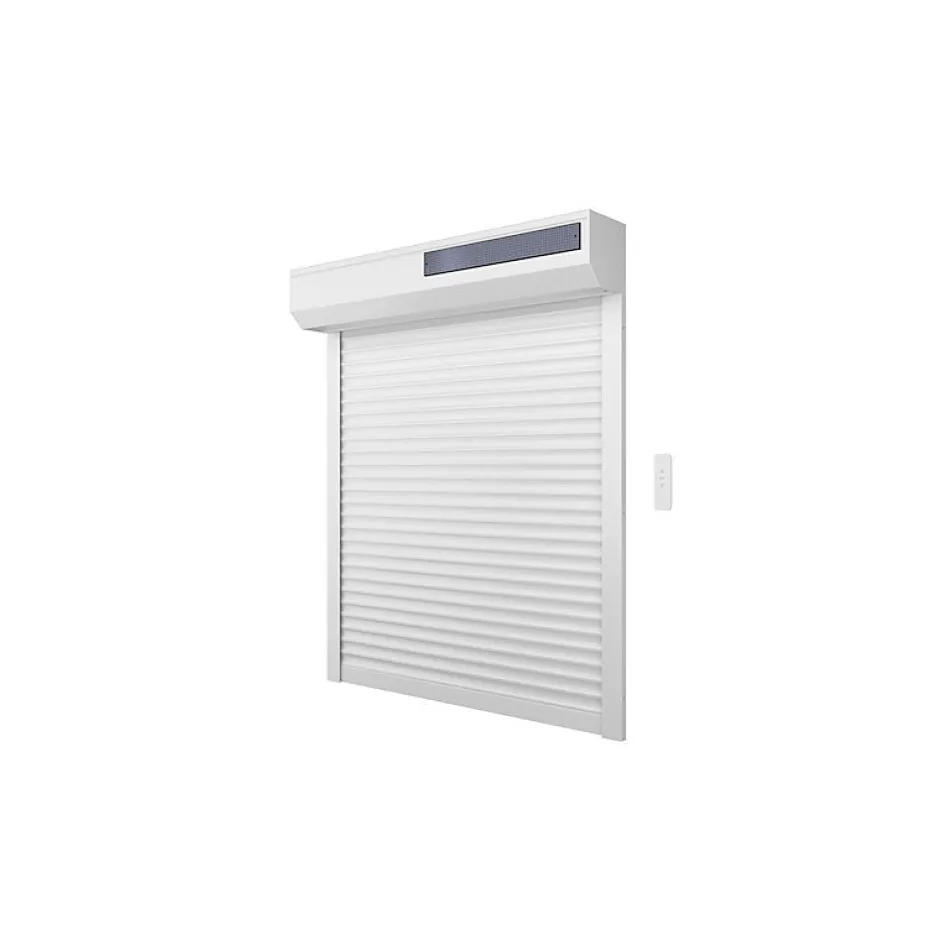 Volet-Moustiquaire Volet roulant solaire alu H 150 cm x L 150 cm blanc