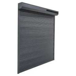 Volet roulant solaire aluminium anthracite - ouverture motorisée - - l.90 x H.135 cm-Fortia