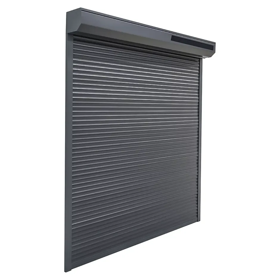 Volet roulant solaire aluminium anthracite - ouverture motorisée - - l.120 x H.125 cm-Fortia