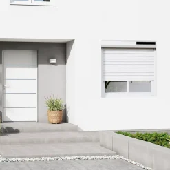 Fortia Volet roulant solaire aluminium blanc - ouverture motorisée - - l.90 x H.135 cm
