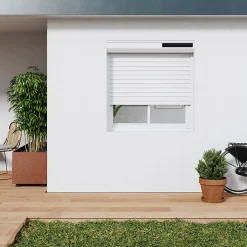 Volet roulant solaire aluminium blanc - ouverture motorisée - - l.100 x H.125 cm-Fortia Clearance