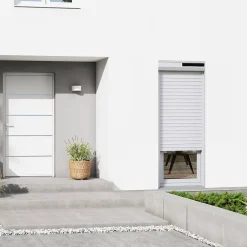 Volet roulant solaire aluminium blanc - ouverture motorisée - - l.80 x H.205 cm-Fortia Best