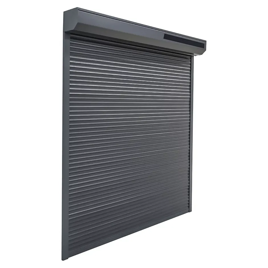 Volet roulant solaire aluminium anthracite - ouverture motorisée - - l.140 x H.215 cm-Fortia Best