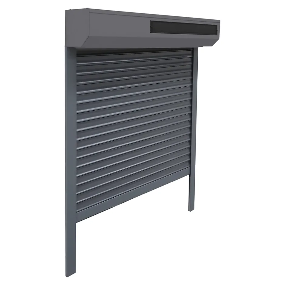 Volet roulant solaire aluminium anthracite - ouverture motorisée - - l.140 x H.215 cm-Fortia Best