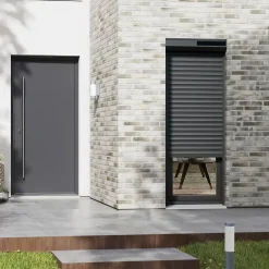 Volet roulant solaire aluminium anthracite - ouverture motorisée - - l.140 x H.215 cm-Fortia Best