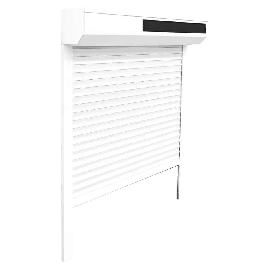Volet roulant solaire aluminium blanc - ouverture motorisée - - l.140 x H.215 cm-Fortia Online