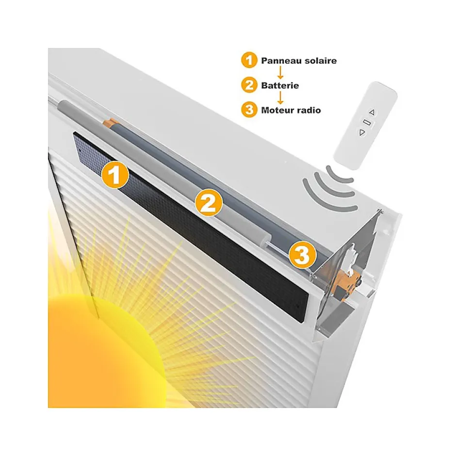 Volet roulant solaire radio-télécommandé H 160 cm x L 150 cm Alu Gris-Volet-Moustiquaire Discount
