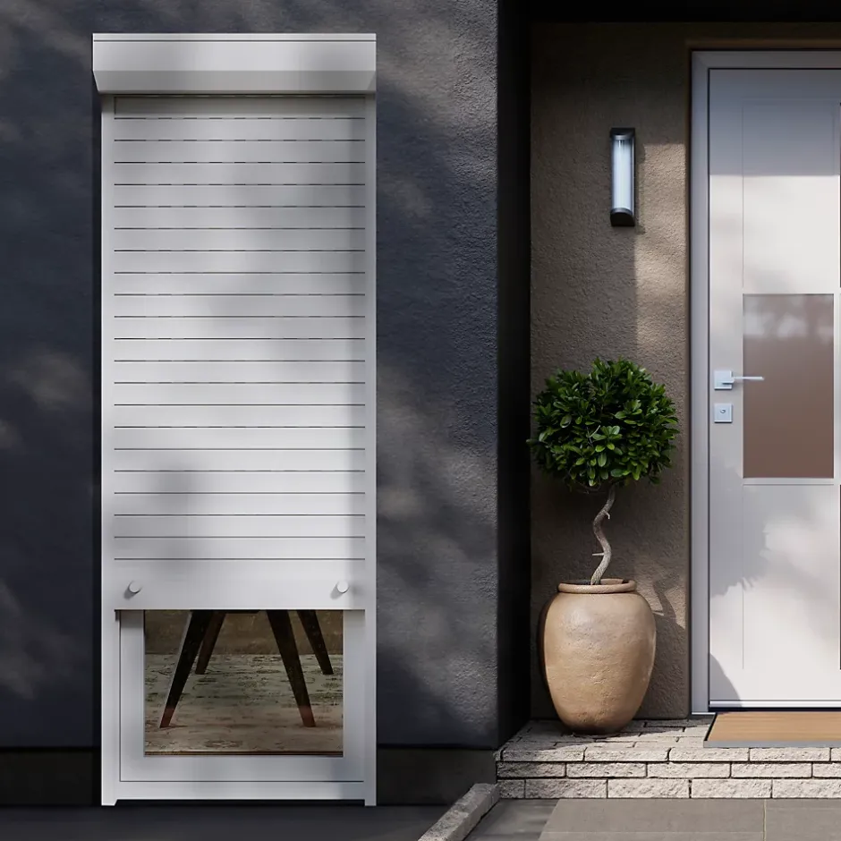 Volet roulant uPVC blanc - ouverture manuelle par sangle - - l.80 x H.205 cm-Fortia Discount