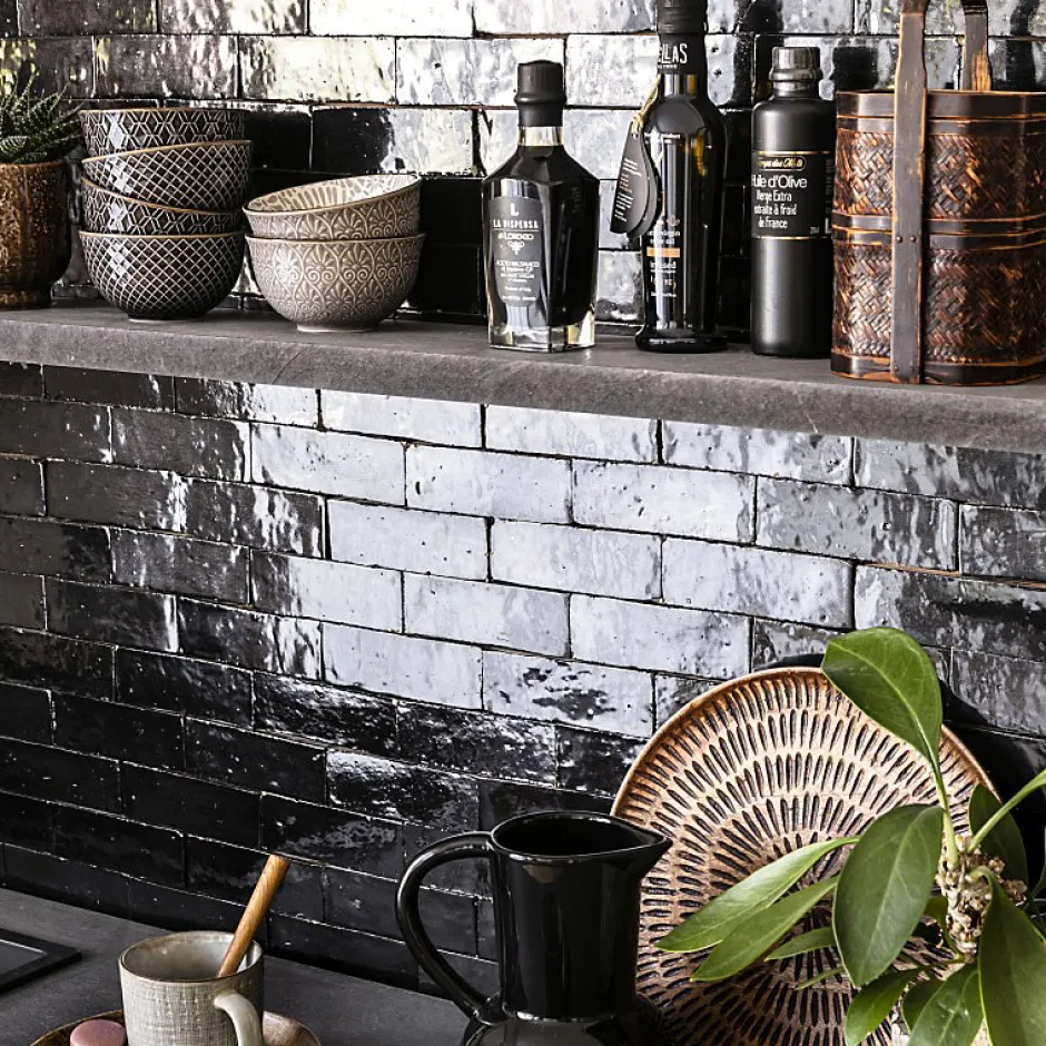 Véritable BEJMAT artisanal marocain 4.5 x 14.5 cm NOIR-Concept Mosaïque Hot