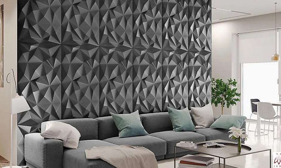 Ikhemalarka 8x - 4m2 panneaux muraux 3D en polystyrène XPS flexibles 100 x 50 cm Revêtement mural et de plafond moderne Brillant Black