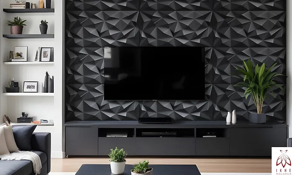 Ikhemalarka 8x - 4m2 panneaux muraux 3D en polystyrène XPS flexibles 100 x 50 cm Revêtement mural et de plafond moderne Brillant Black