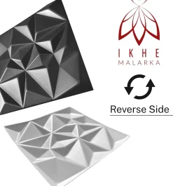 16x - 4m2 panneaux muraux 3D en polystyrène XPS flexibles 50 x 50 cm Revêtement mural et de plafond moderne Rubin Black-Ikhemalarka Clearance