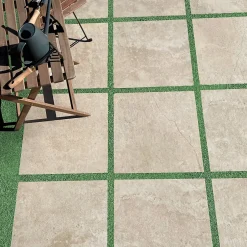 60x60 Lot 2 Dalles Grès Cérame Imitation Pierre de Travertin ép. 20mm - R11-Allocarrelage