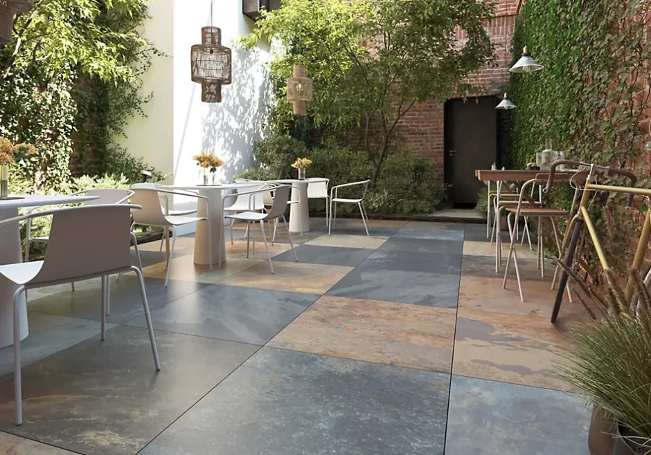 Allocarrelage 60x60 Lot 2 Dalles ép. 20mm Effet Pierre de Bali Rusty R11 -