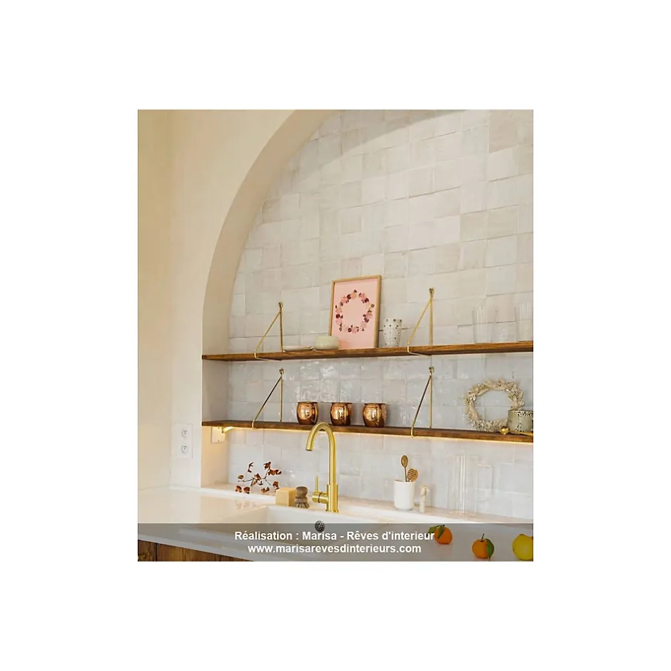 Zellige Marocain traditionnel couleur : Orange - 74 - format : 5x5 cm sur plaque de 30x30 cm --Gioia Materia Sale